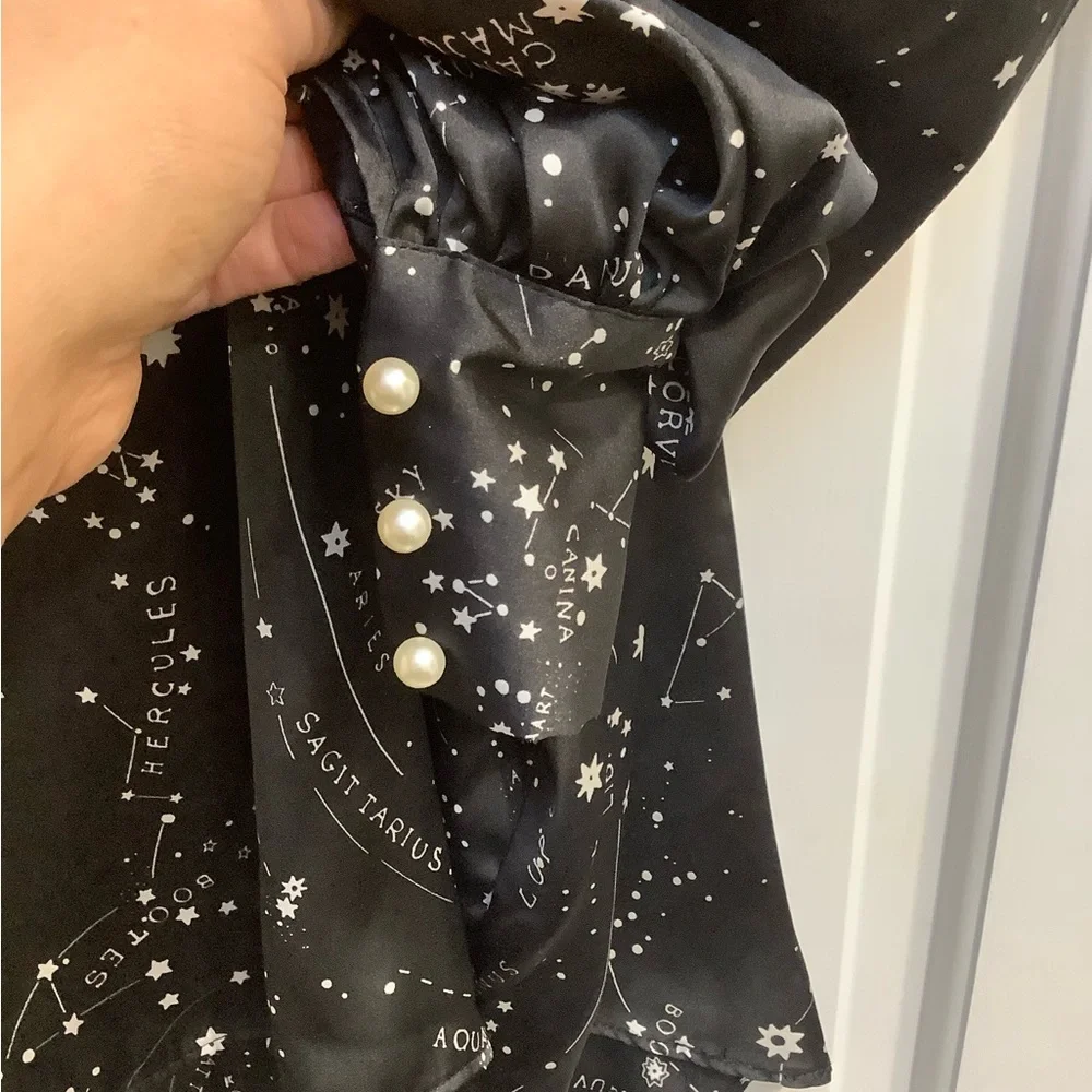 NWT ZARA Zodiac Constellation Blouse Size M - Picture 6 of 7